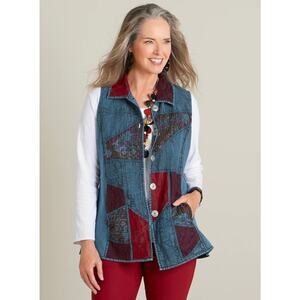 Petalura Patchwork Lace Reversible Vest Lagenlook Boho Artisan Style